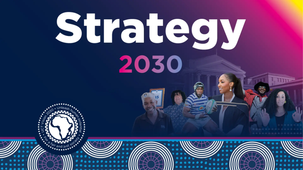 Strategy 2030 logo above an image of staff and students.